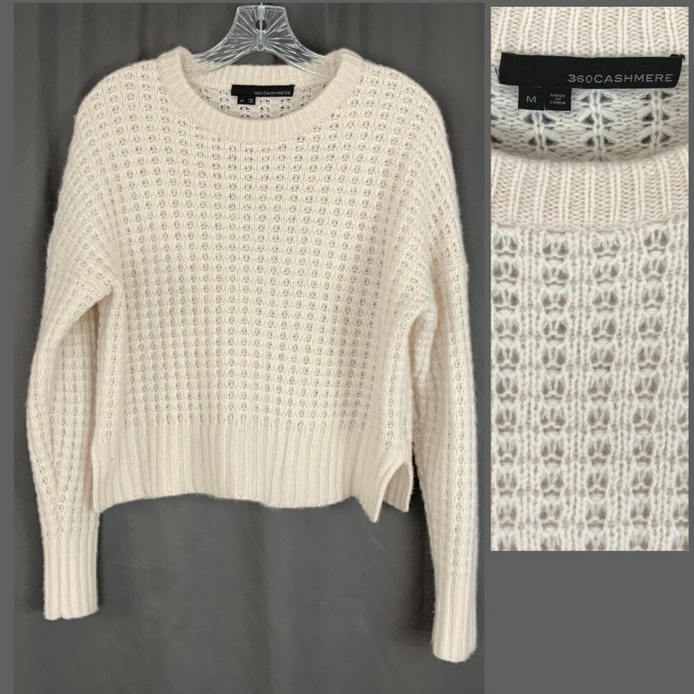 Cashmere Cropped Waffle Knit Sweater from Cashmere 360 Sz M - Picture 6 of 16